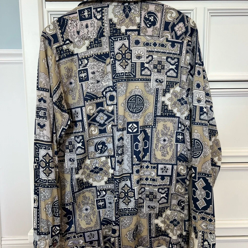 Vintage Butterfly collar Cortini Knit Patterned Button-Up Shirt - Picture 3 of 6